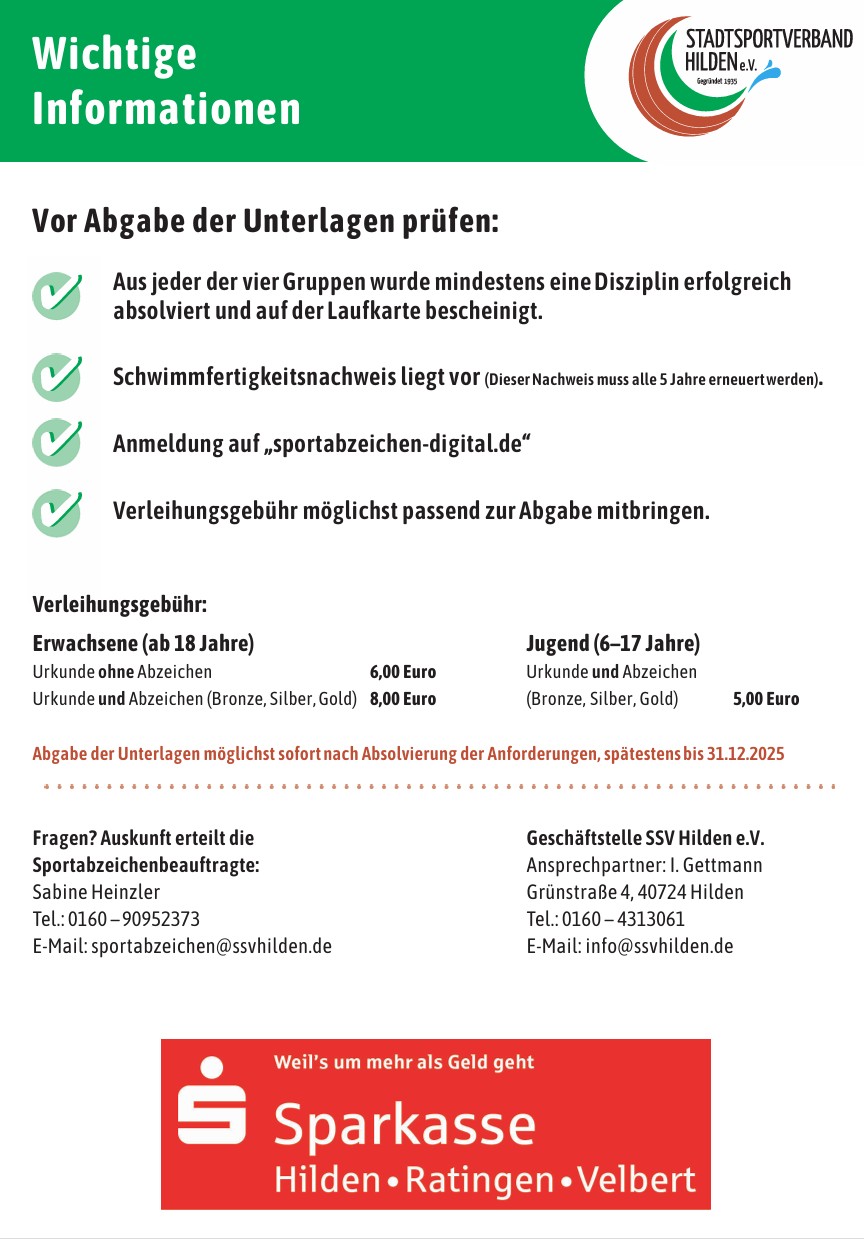 Deutsches Sportabzeichen 2022 im SSV Hilden